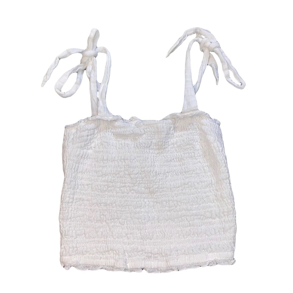ABERCROMBIE & FITCH WHITE SMOCKED CROP TANK TOP // SIZE XS🤍